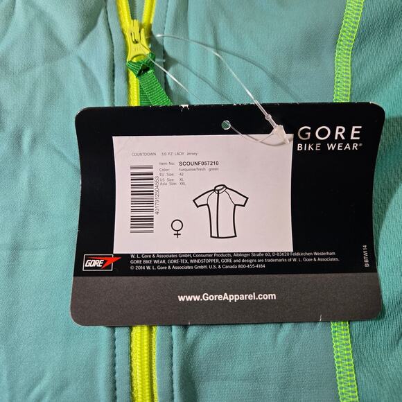 NWT Gore Wear Countdown 3.0 FZ Lady Cycling Jersey in Turquoise Women's Size XL - Picture 5 of 6